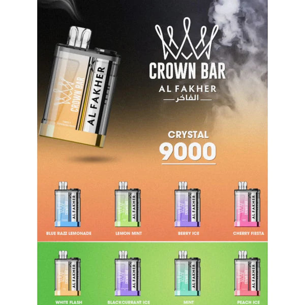 CROWN BAR سحبة سيجارة كراون بار 9000 شفطة 20 نيكوتين عدة نكهات استخدام مره واحده من الفاخر