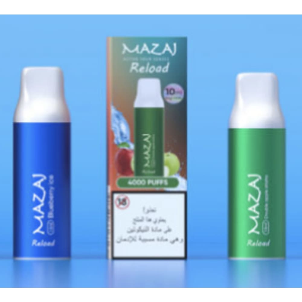 حبة واحدة بود (بدون جهاز ) استخدام جهاز مزاج ريلود 5000 شفطة 20 نيكوتين MAZAJ Reload