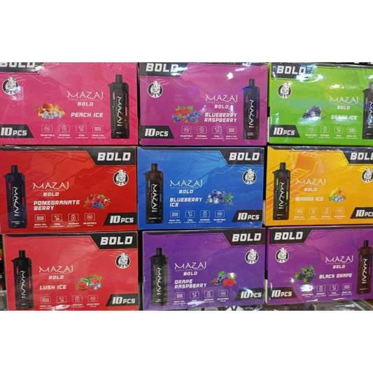 جهاز فيب شيشة مزاج بولد 4000 شفطة 10 نيكوتين عدة نكهات استخدام مره واحده MAZAJ BOLD