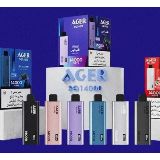 AGER سحبة سيجارة اجير 14000 شفطة 20 نيكوتين عدة نكهات استخدام مره واحد