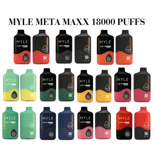 MYLE META MAXX سحبة سيجارة مايلي ميتا ماكس 18000 شفطة 50 نيكوتين عدة نكهات استخدام مره واحده
